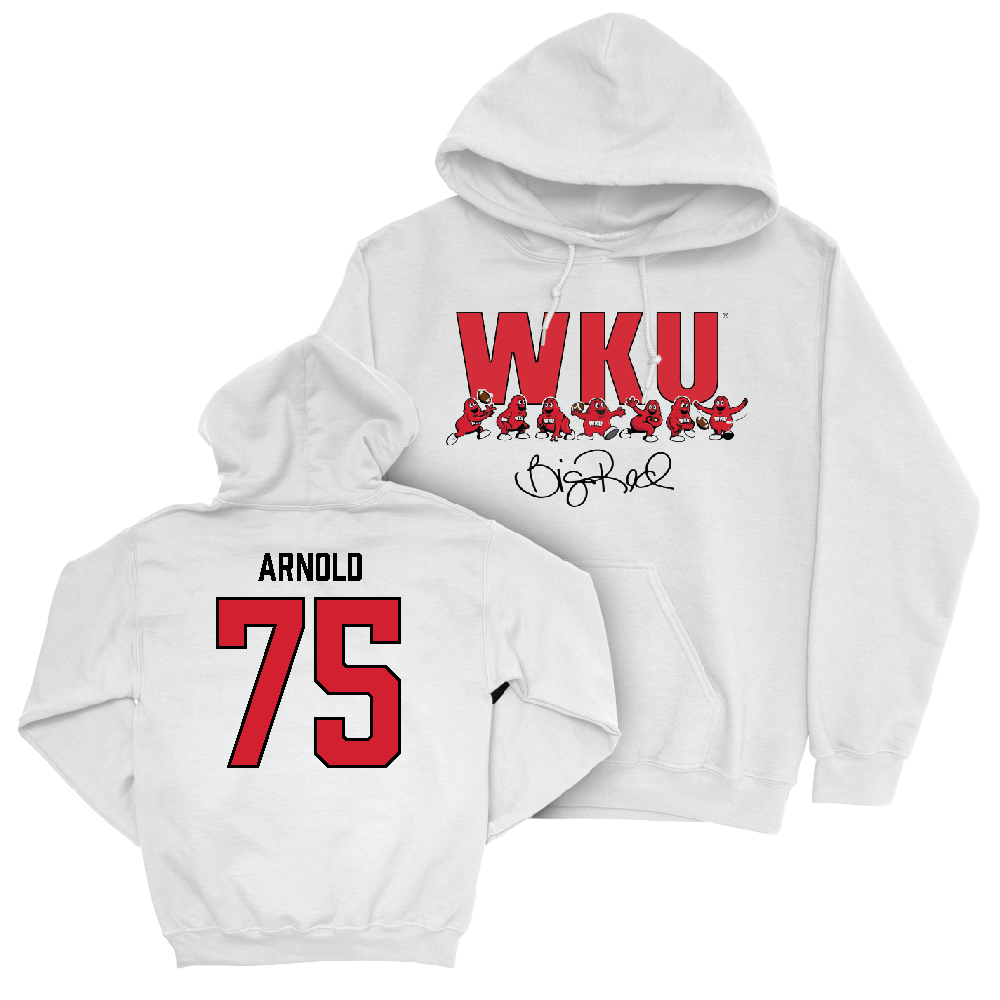 WKU Football White Big Red Signature Drop Hoodie  - Gabriel Arnold