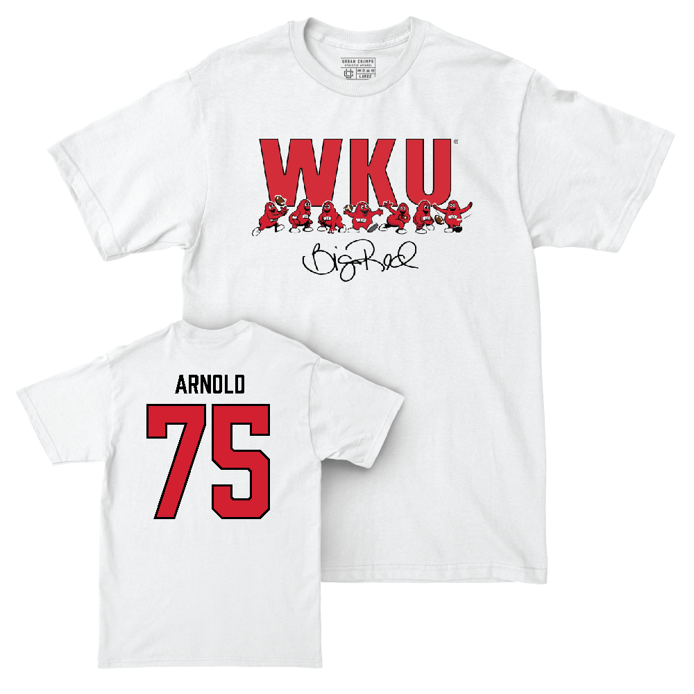 WKU Football White Big Red Signature Drop Comfort Colors Tee  - Gabriel Arnold