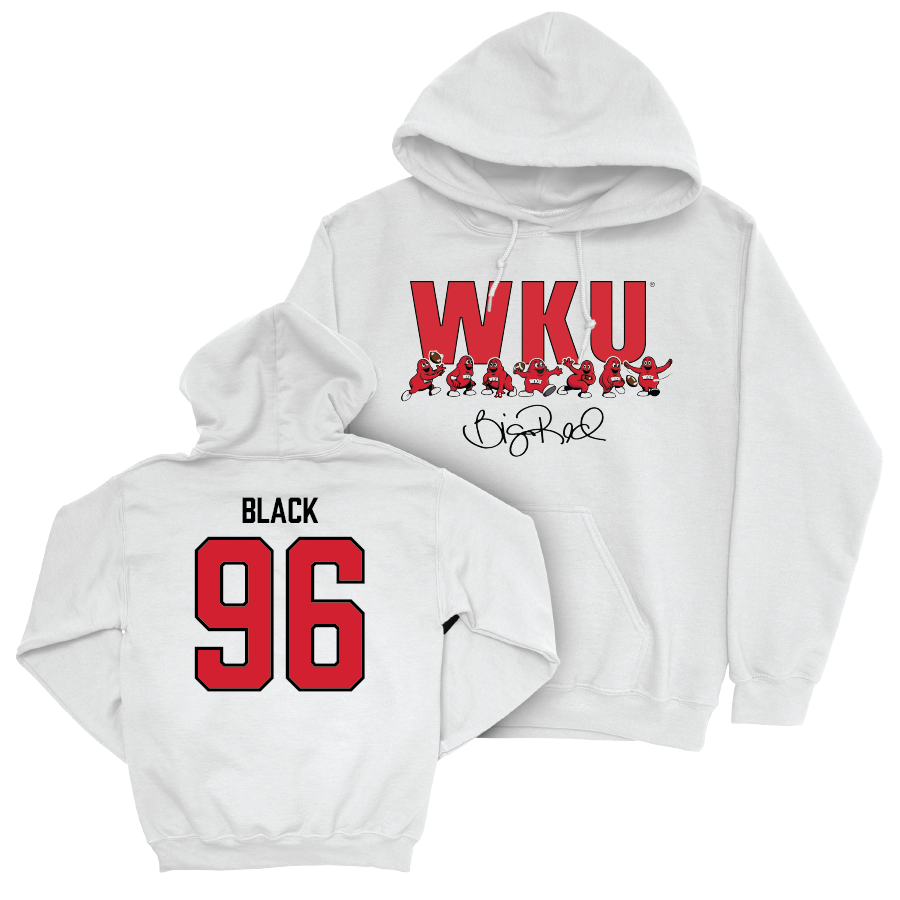 WKU Football White Big Red Signature Drop Hoodie - Marquis Black | #96