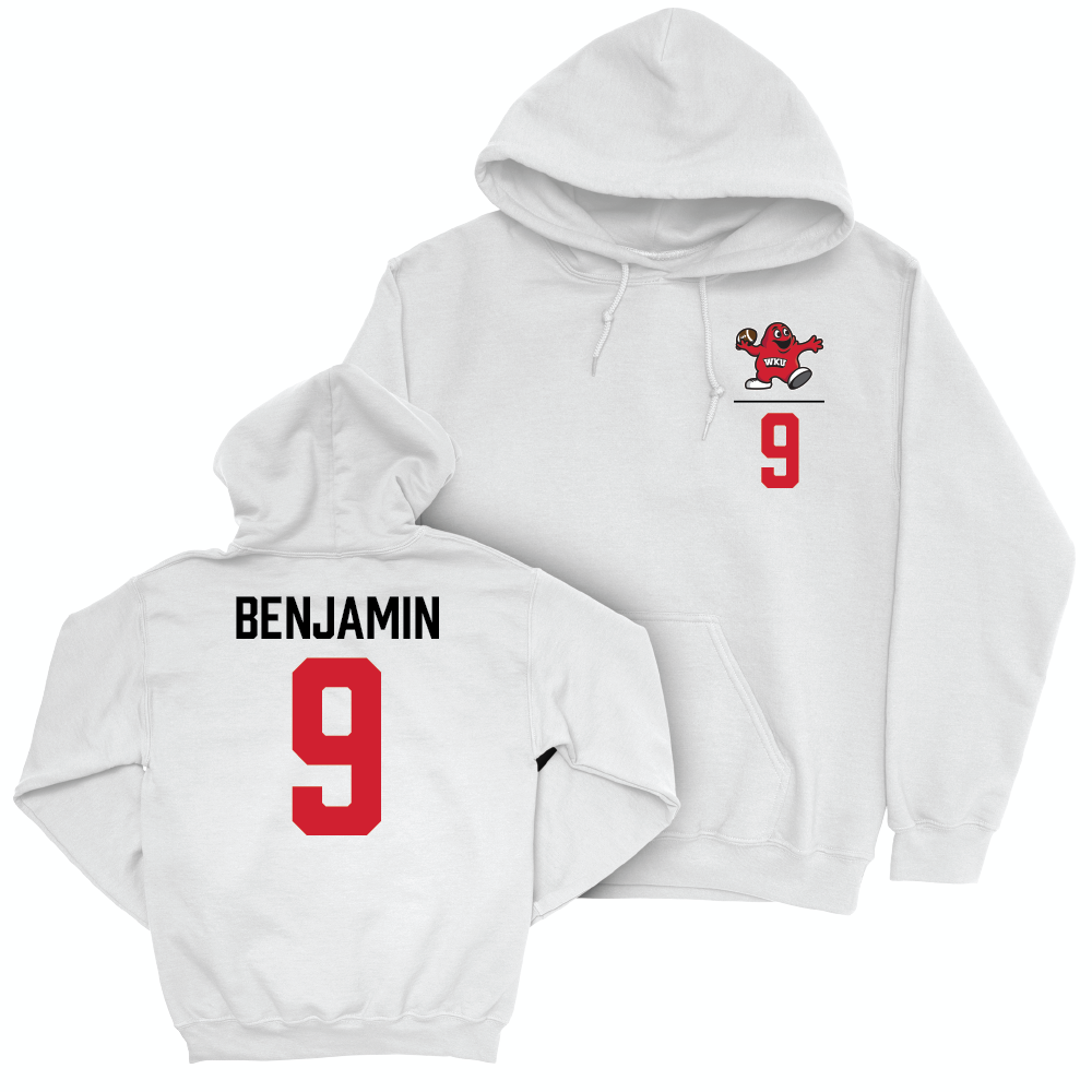 WKU Football White Big Red Hoodie - Sebastian Benjamin | #59