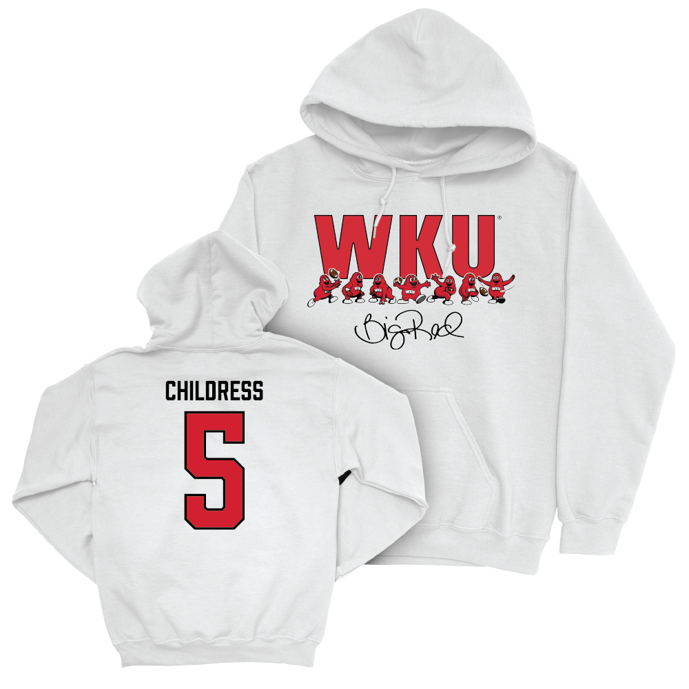 WKU Football White Big Red Signature Drop Hoodie  - Bryce Childress | #5