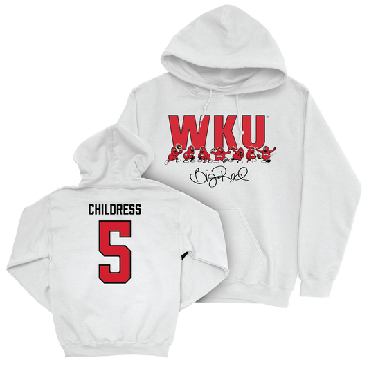 WKU Football White Big Red Signature Drop Hoodie  - Bryce Childress | #5