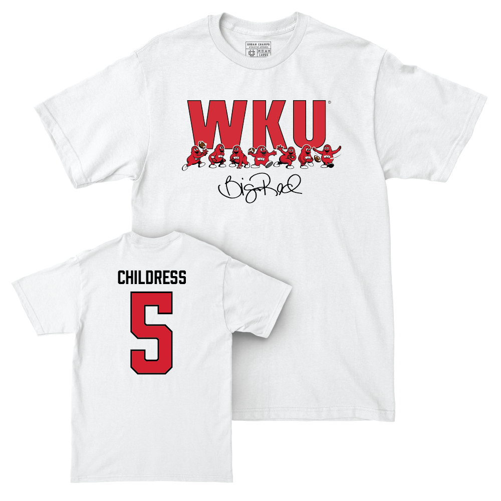 WKU Football White Big Red Signature Drop Comfort Colors Tee  - Bryce Childress | #5