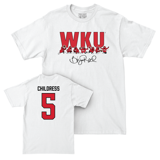 WKU Football White Big Red Signature Drop Comfort Colors Tee  - Bryce Childress | #5