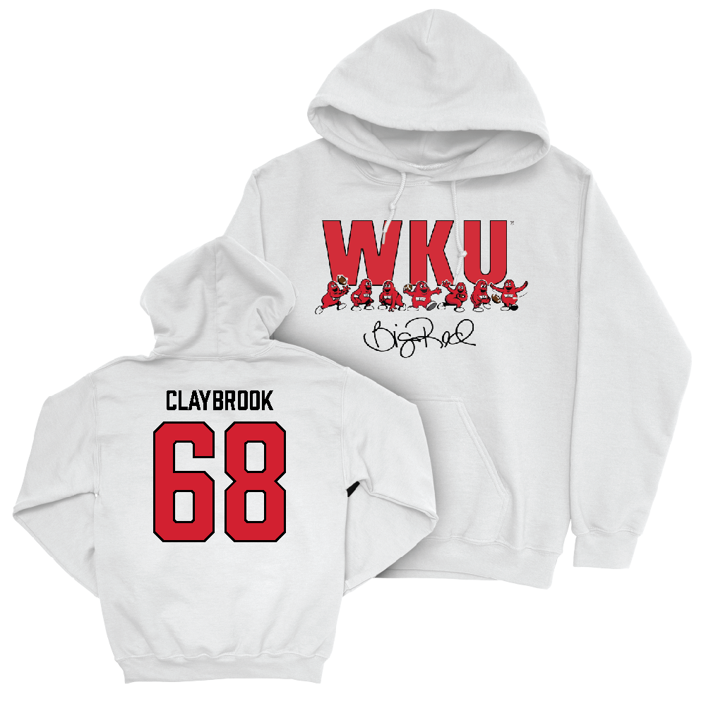 WKU Football White Big Red Signature Drop Hoodie  - Gabe Claybrook