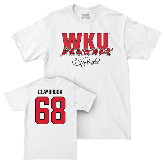 WKU Football White Big Red Signature Drop Comfort Colors Tee  - Gabe Claybrook