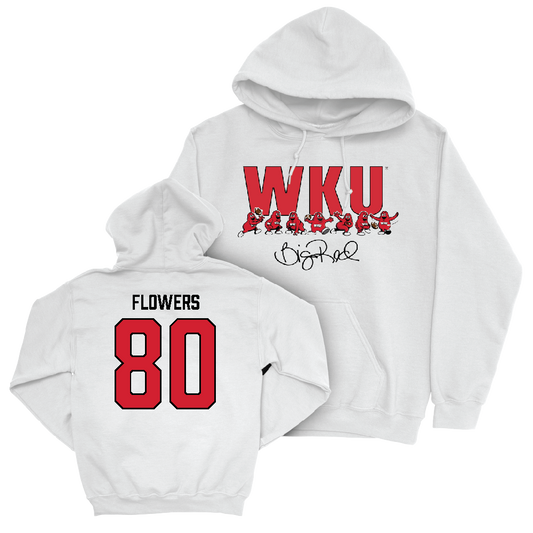 WKU Football White Big Red Signature Drop Hoodie  - Cameron Flowers