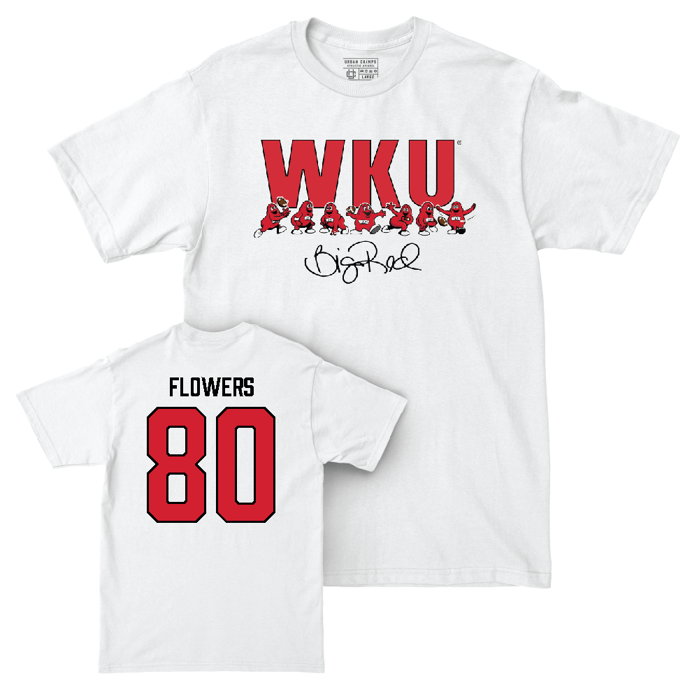 WKU Football White Big Red Signature Drop Comfort Colors Tee  - Cameron Flowers