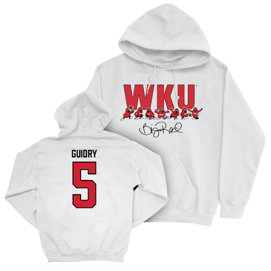 WKU Football White Big Red Signature Drop Hoodie - Kylan Guidry | #5