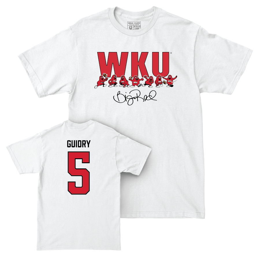 WKU Football White Big Red Signature Drop Comfort Colors Tee - Kylan Guidry | #5