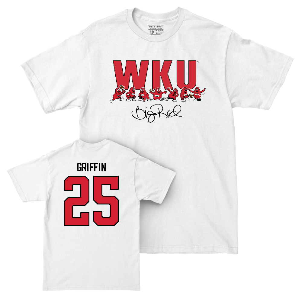 WKU Football White Big Red Signature Drop Comfort Colors Tee  - Xavion Griffin