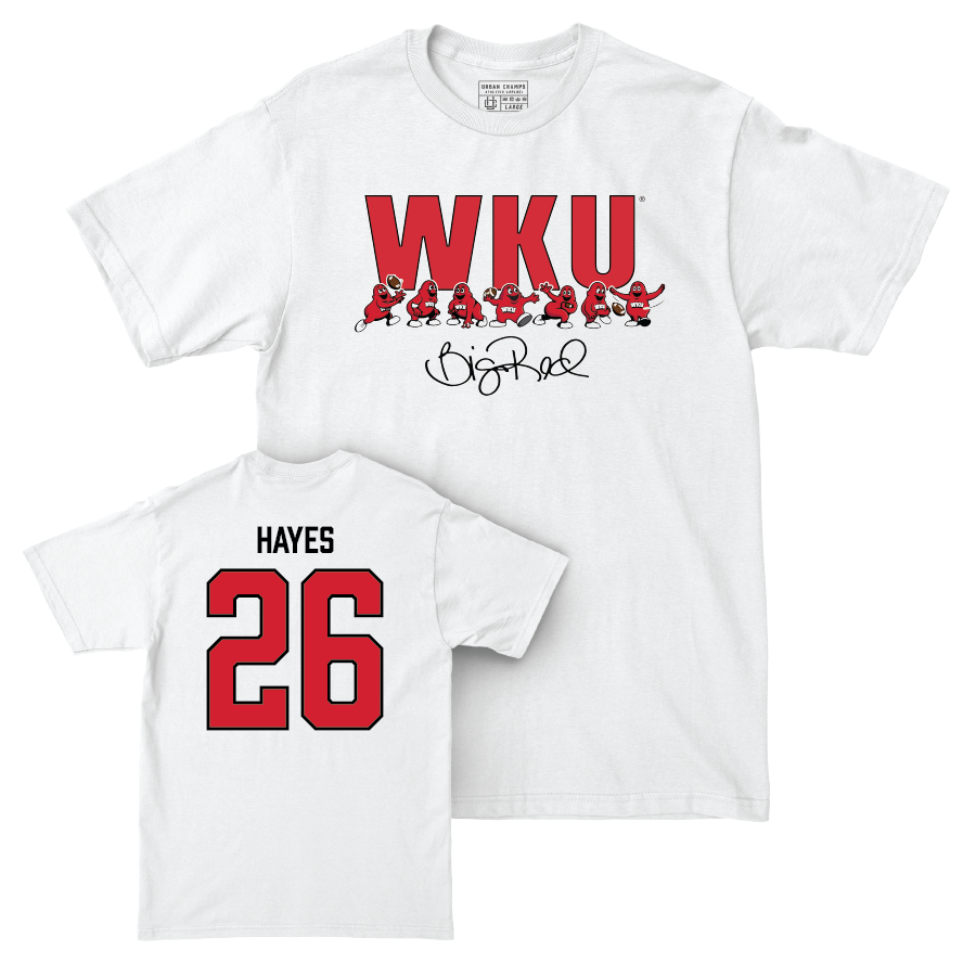 WKU Football White Big Red Signature Drop Comfort Colors Tee - Jarvis Hayes | #26