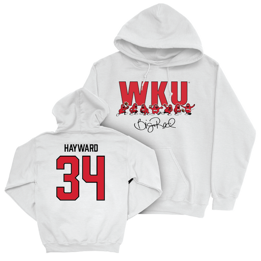 WKU Football White Big Red Hoodie - Koron Hayward | #34