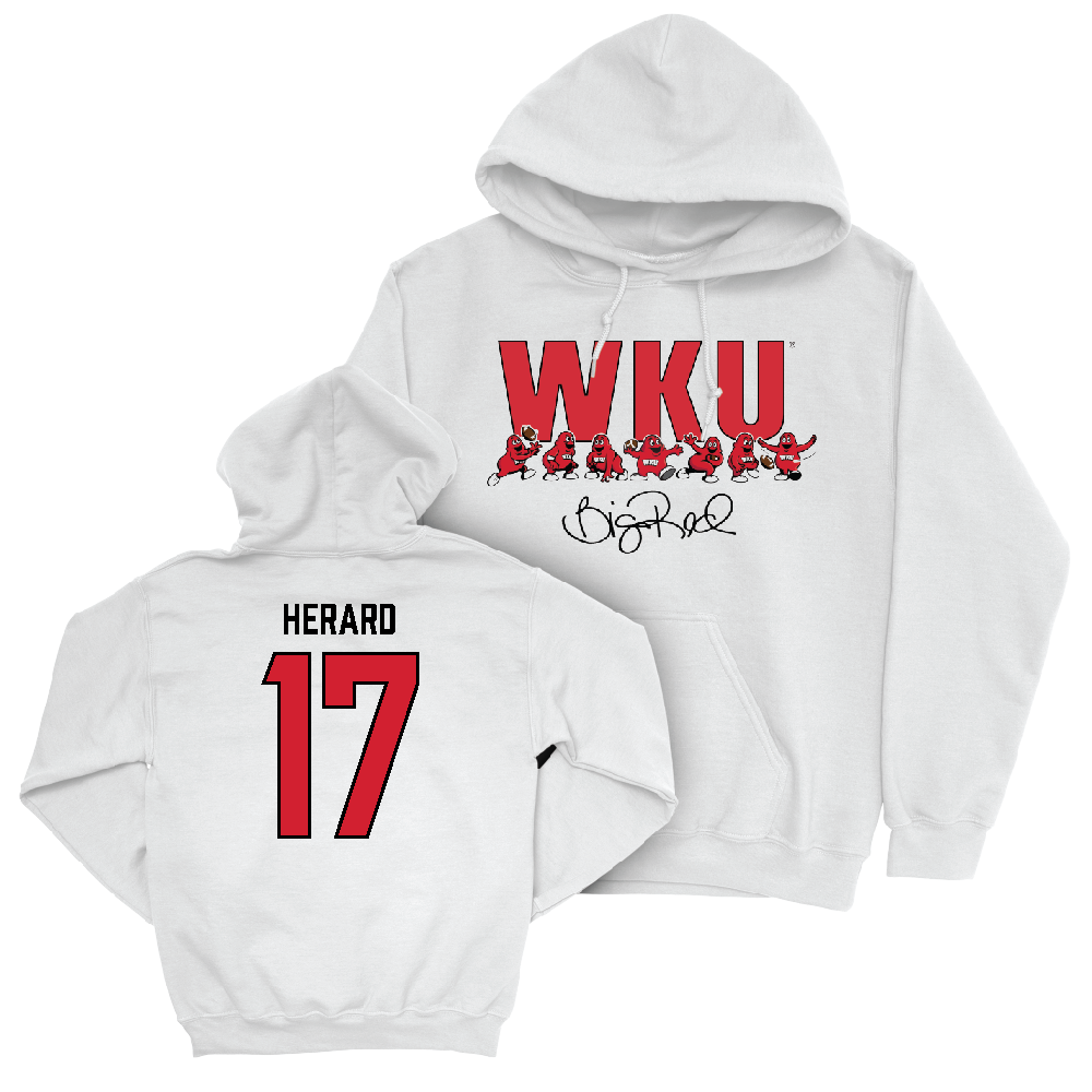 WKU Football White Big Red Signature Drop Hoodie  - Dave Herard