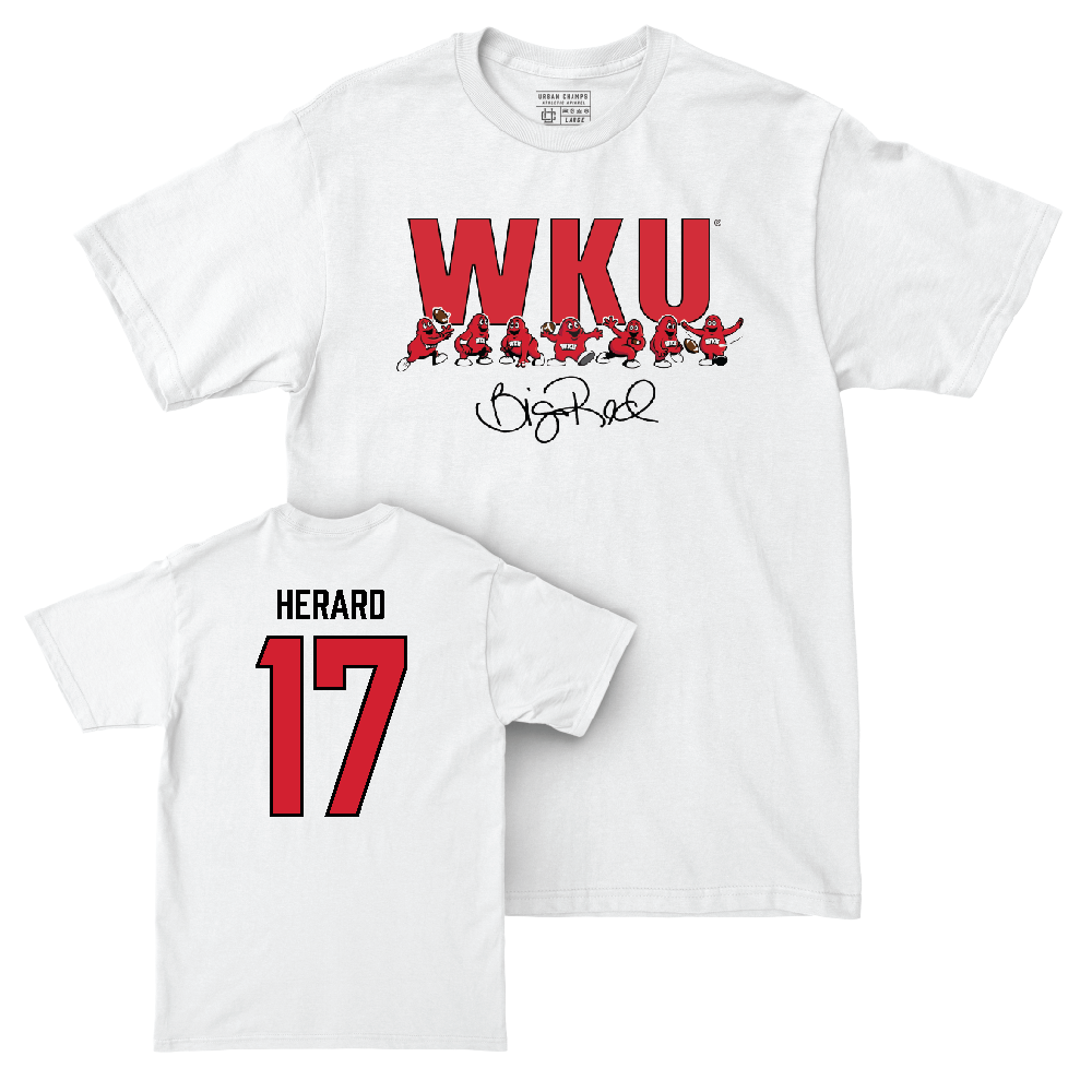 WKU Football White Big Red Signature Drop Comfort Colors Tee  - Dave Herard