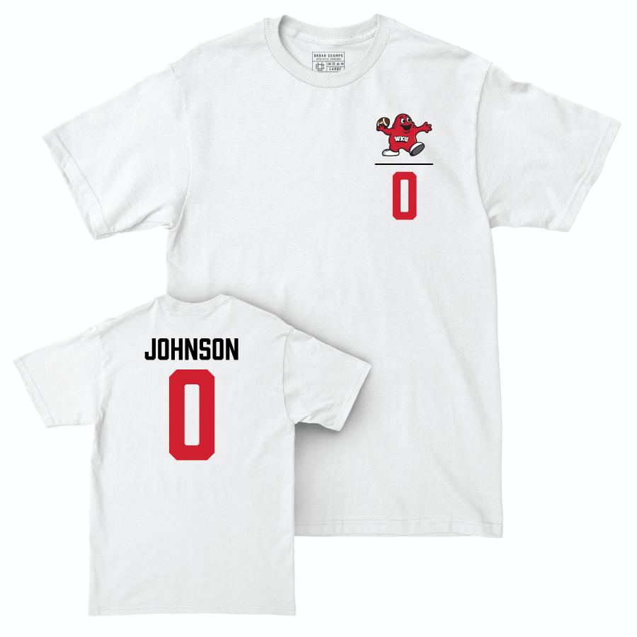 WKU Football White Big Red Comfort Colors Tee - Kisean Johnson | #0