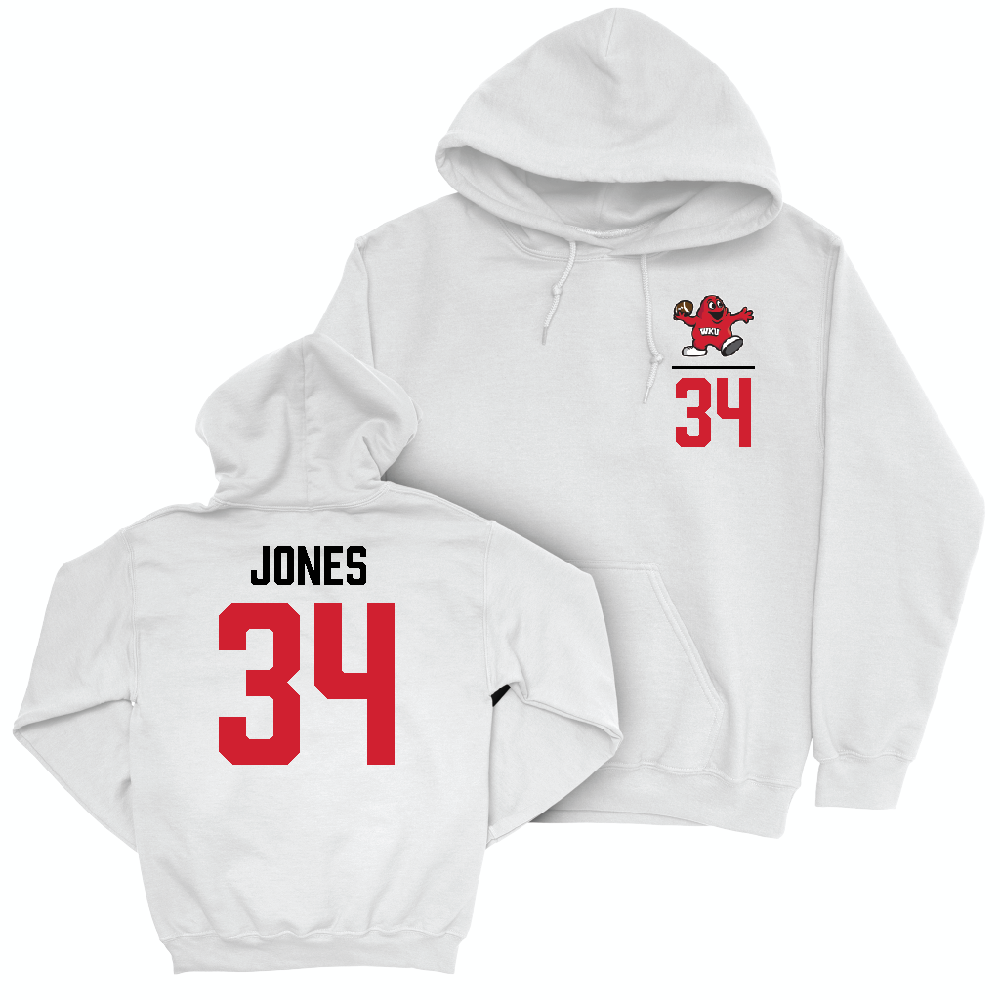 WKU Football White Big Red Hoodie  - Donovan Jones