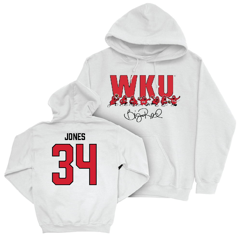 WKU Football White Big Red Signature Drop Hoodie  - Donovan Jones