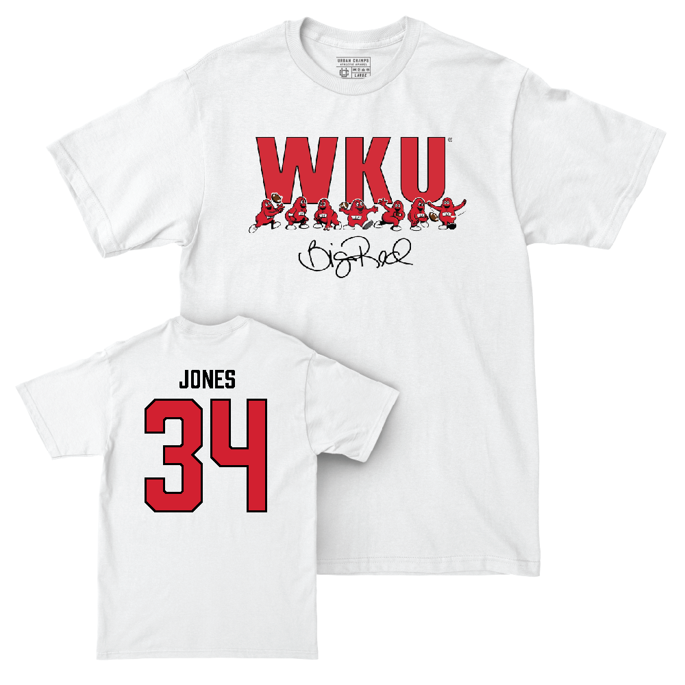 WKU Football White Big Red Signature Drop Comfort Colors Tee  - Donovan Jones