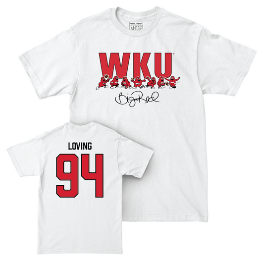 WKU Football White Big Red Signature Drop Comfort Colors Tee - Jayden Loving | #94