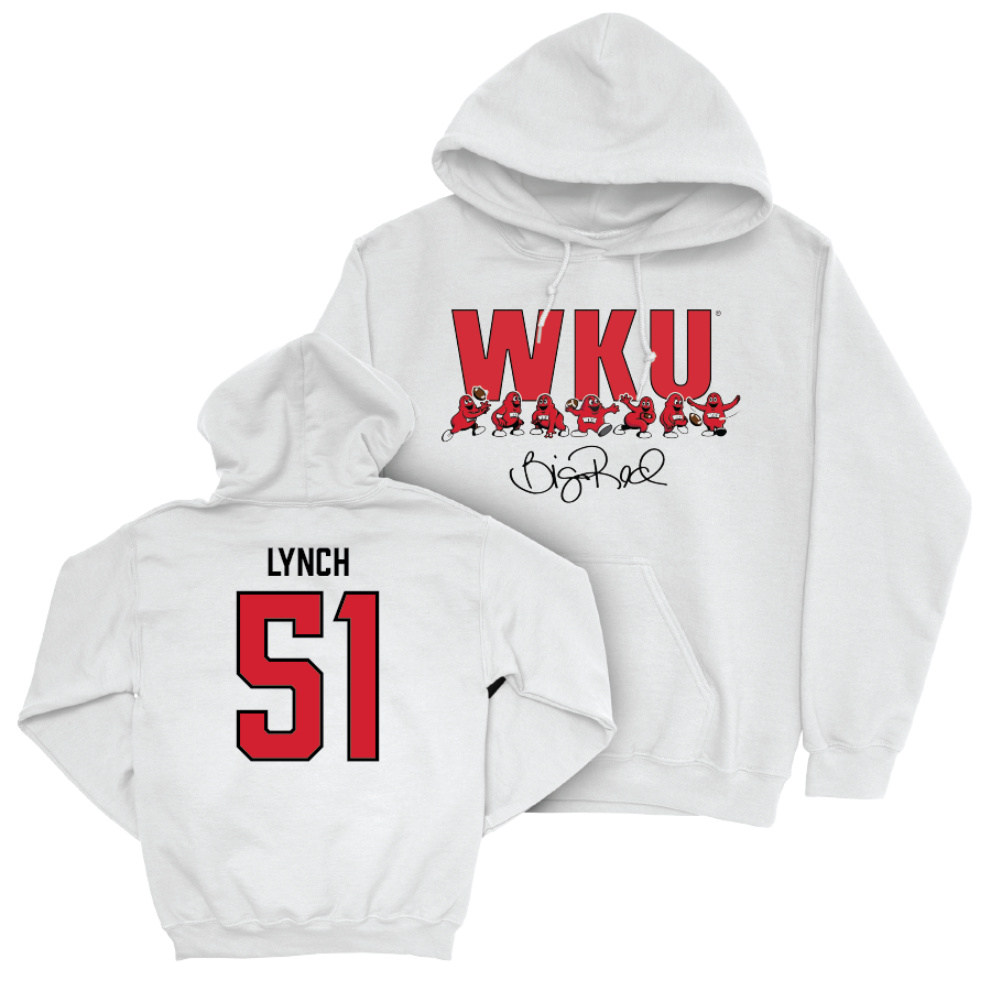 WKU Football White Big Red Signature Drop Hoodie - Devon Lynch | #51