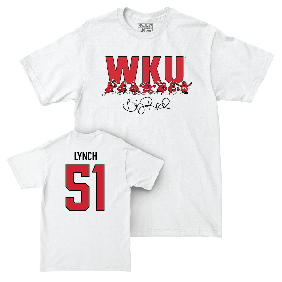 WKU Football White Big Red Signature Drop Comfort Colors Tee - Devon Lynch | #51