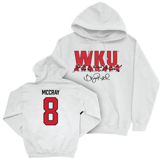 WKU Football White Big Red Signature Drop Hoodie - Deante McCray | #8