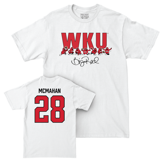 WKU Football White Big Red Signature Drop Comfort Colors Tee  - Javon McMahan | #28