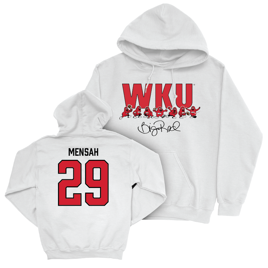 WKU Football White Big Red Signature Drop Hoodie - Joshua Mensah | #29