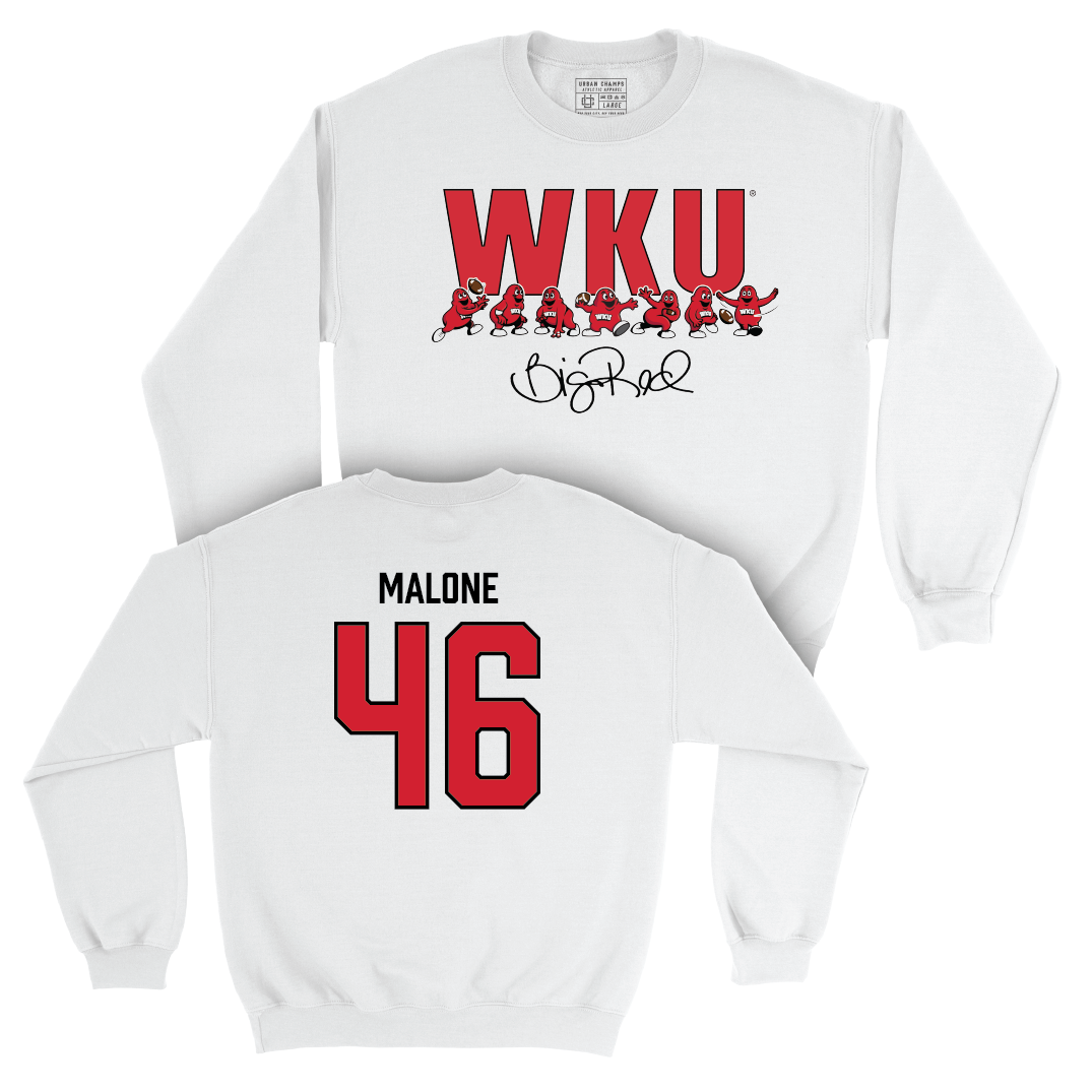 WKU Football White Big Red Signature Drop Crew  - Miller Malone | #46