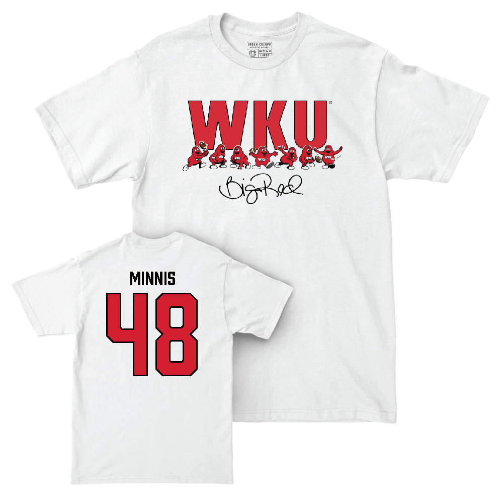 WKU Football White Big Red Signature Drop Comfort Colors Tee  - Zsacari Minnis