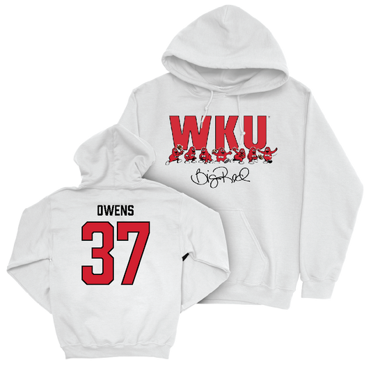 WKU Football White Big Red Signature Drop Hoodie  - Marvelous Owens