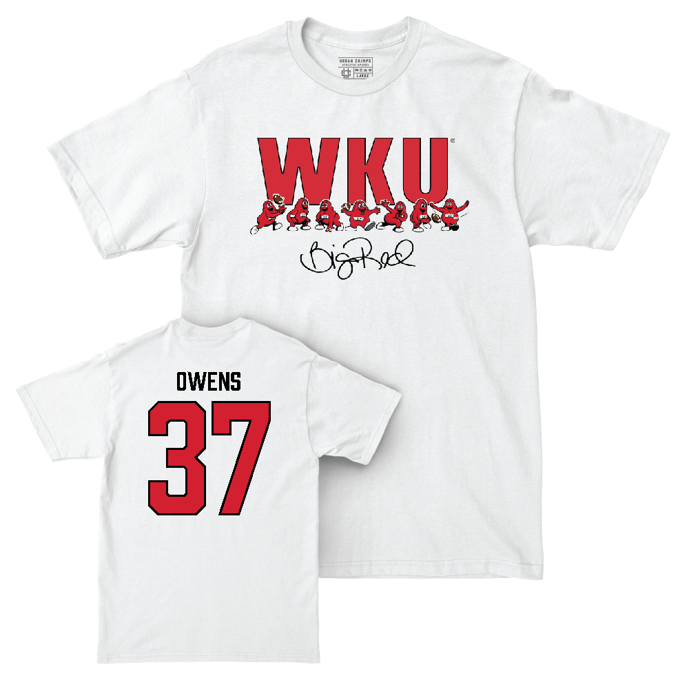 WKU Football White Big Red Signature Drop Comfort Colors Tee  - Marvelous Owens