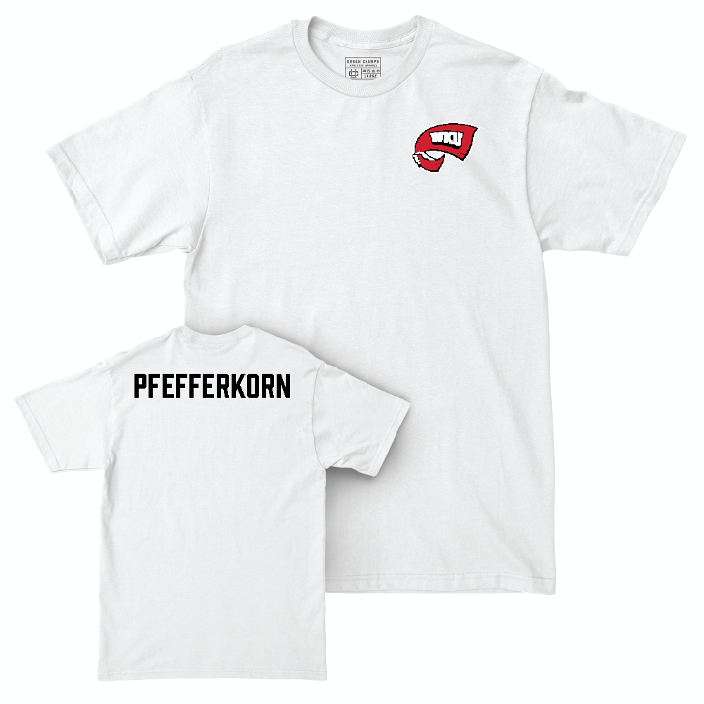 WKU Men's Track & Field White Logo Comfort Colors Tee  - Tyler Pfefferkorn