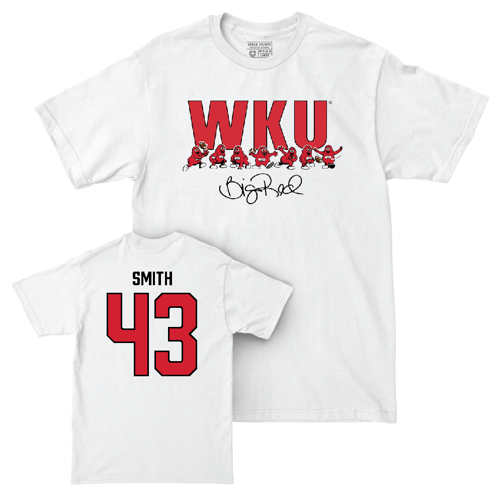 WKU Football White Big Red Signature Drop Comfort Colors Tee  - Jackson Smith