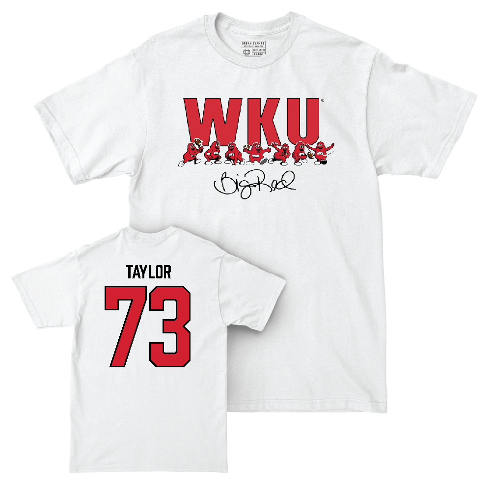 WKU Football White Big Red Signature Drop Comfort Colors Tee  - Travon Taylor