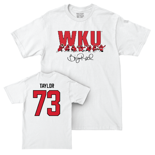 WKU Football White Big Red Signature Drop Comfort Colors Tee  - Travon Taylor