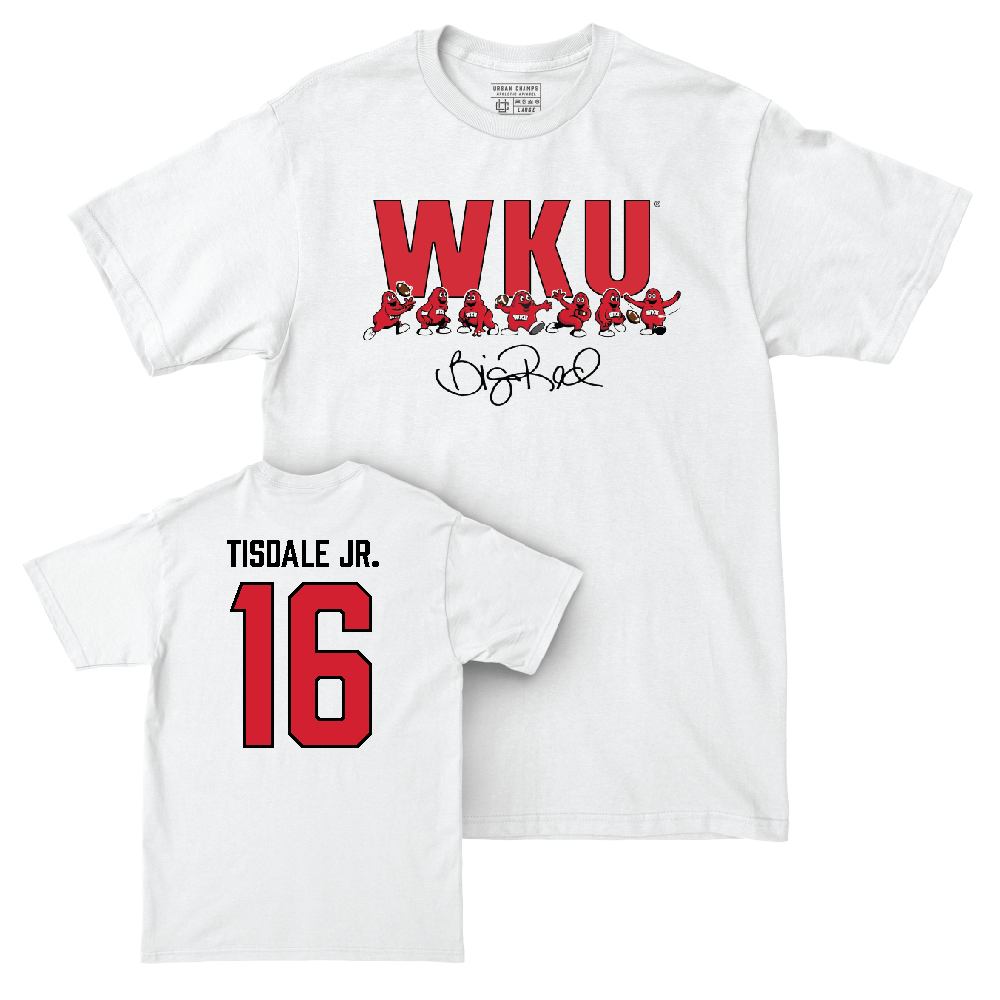 WKU Football White Big Red Signature Drop Comfort Colors Tee  - Rodney Tisdale Jr.