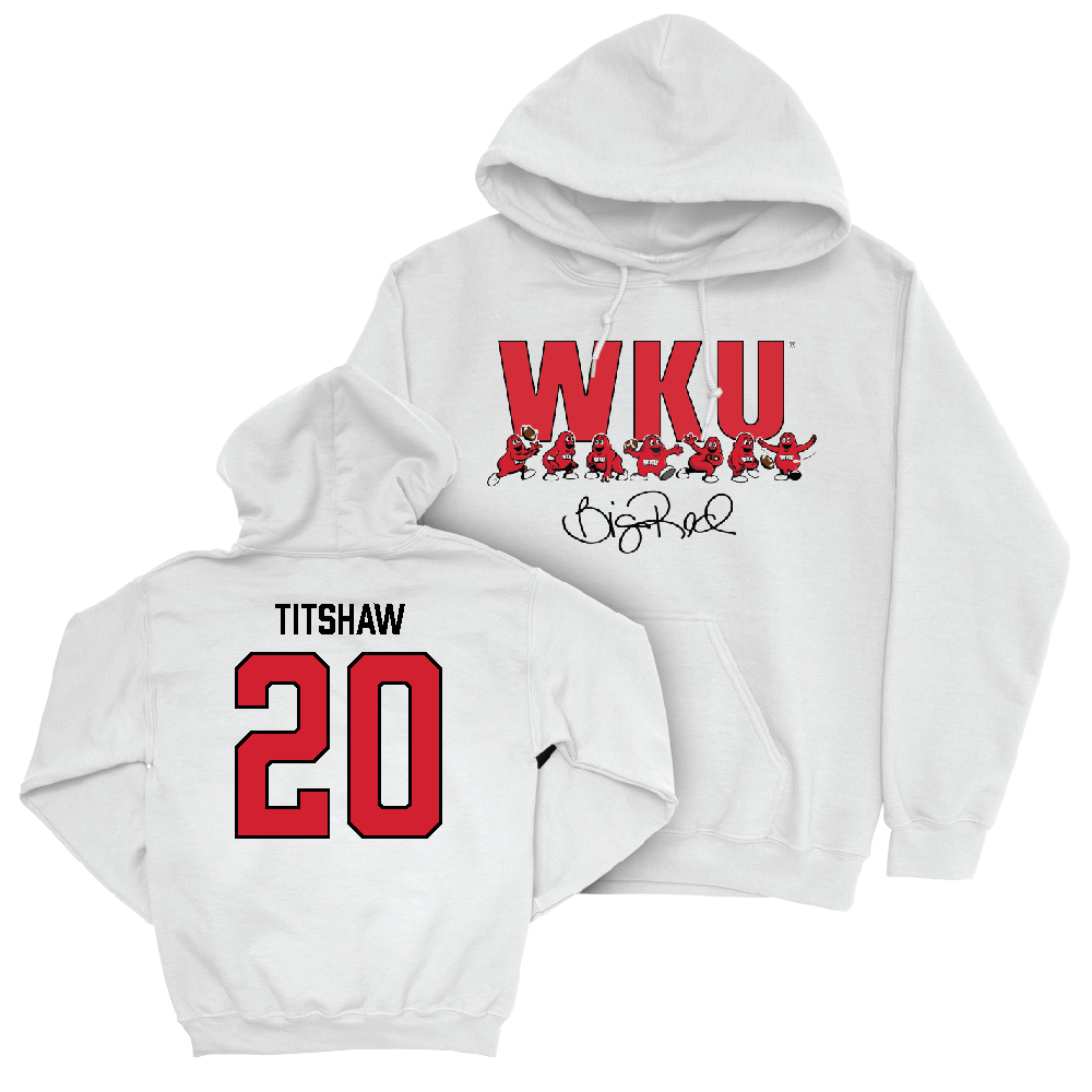 WKU Football White Big Red Signature Drop Hoodie  - Tate Titshaw