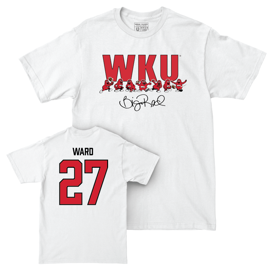 WKU Football White Big Red Signature Drop Comfort Colors Tee - Nazir Ward | #27