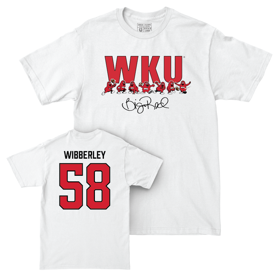 WKU Football White Big Red Signature Drop Comfort Colors Tee - Evan Wibberley | #58