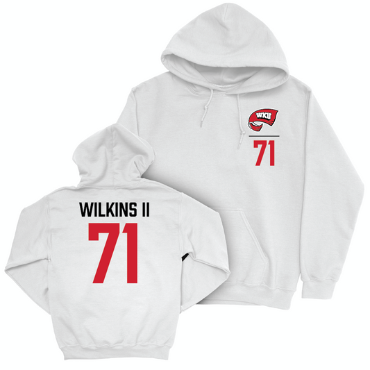 WKU Football White Logo Hoodie - Stacey Wilkins II | #71