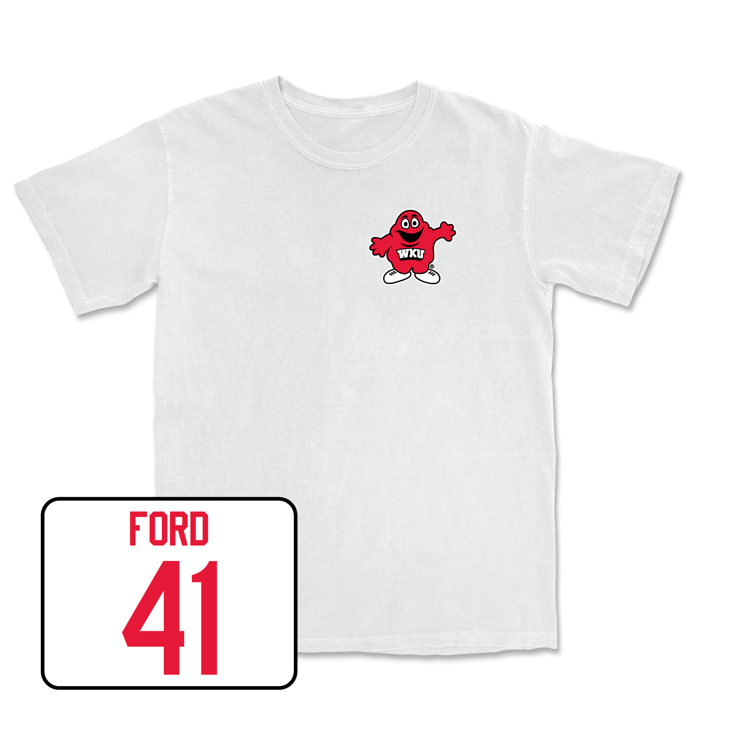 White Football Big Red Comfort Colors Tee Large / Alex Ford | #41