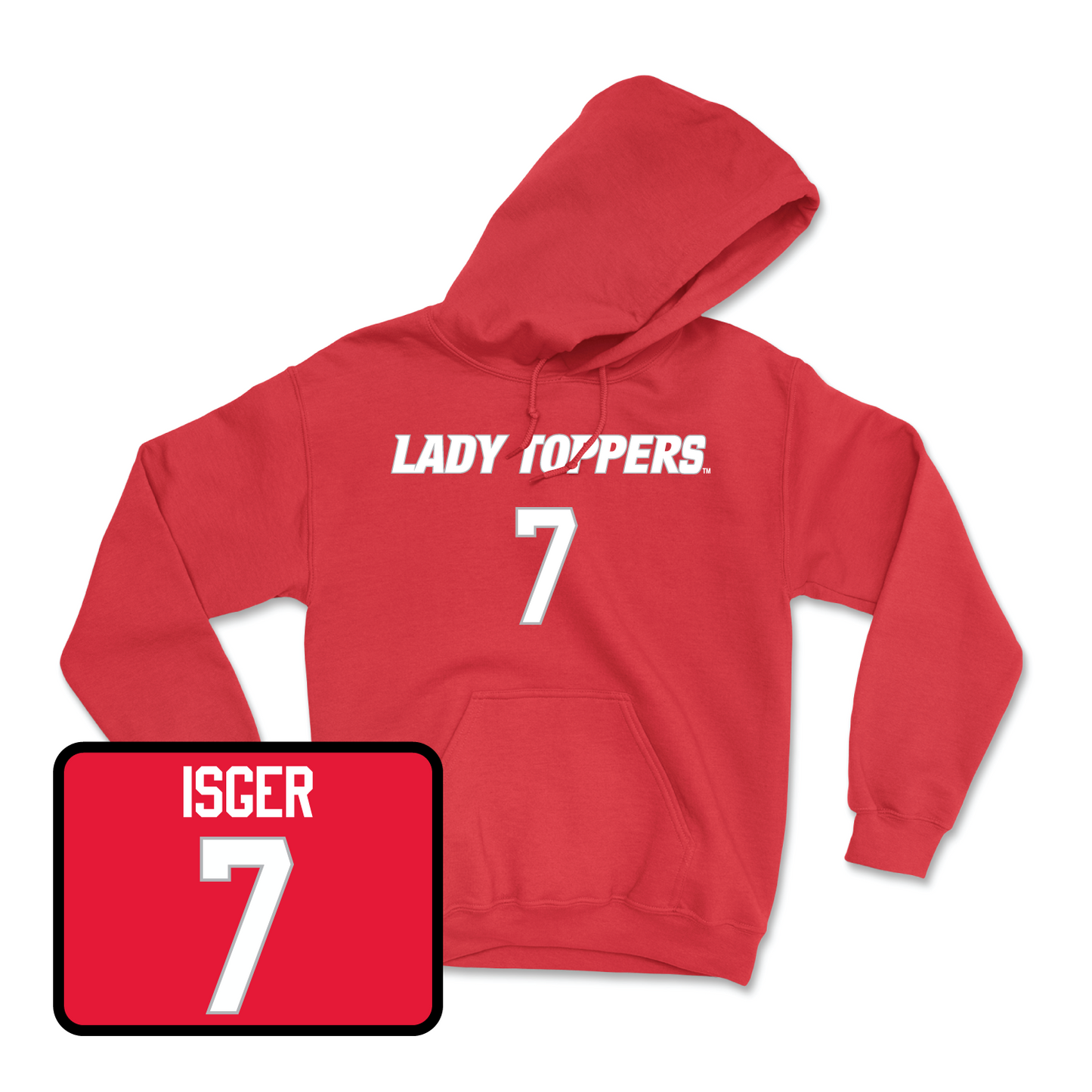 Red Women's Soccer Lady Toppers Player Hoodie Small / Anna Isger | #7