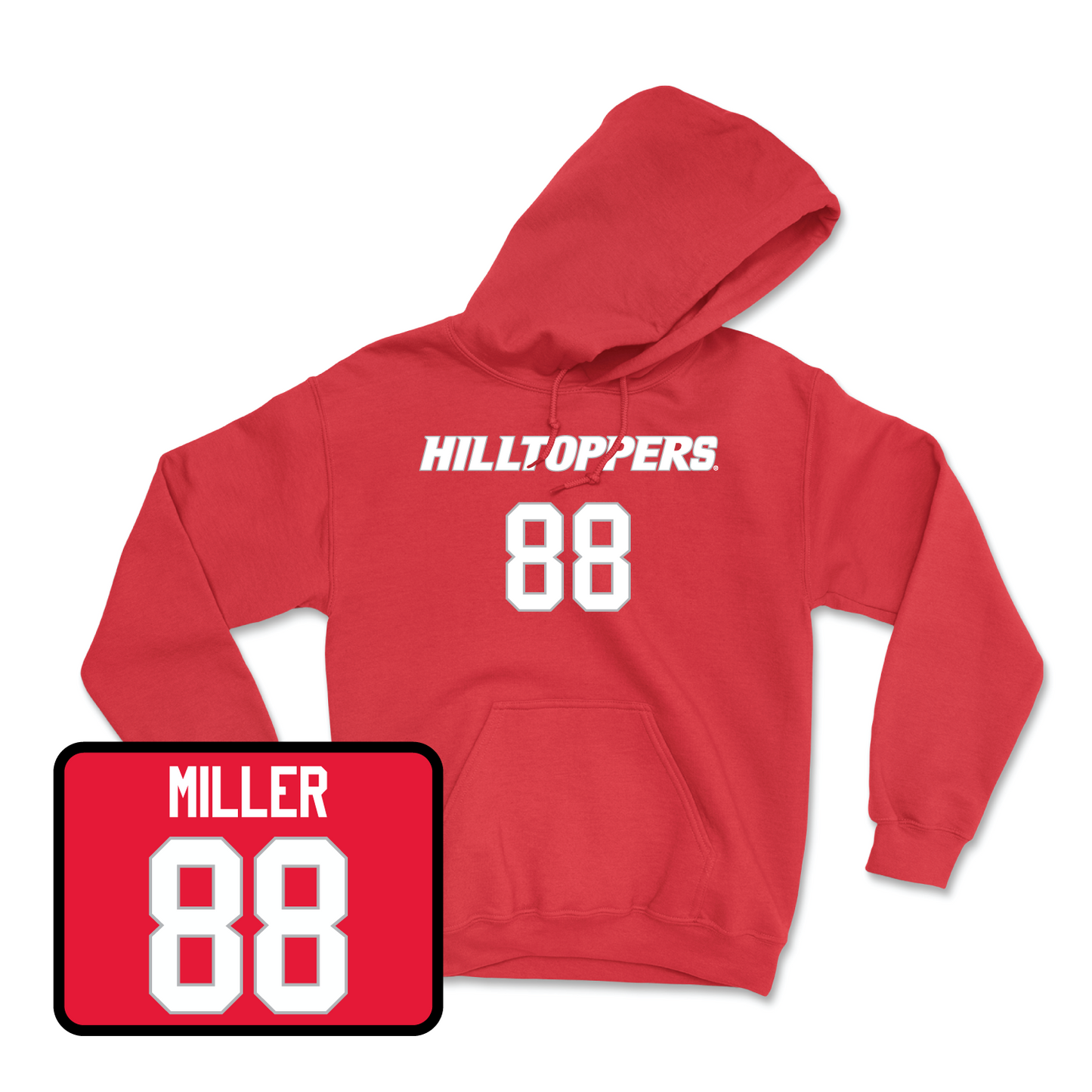 Red Football Hilltoppers Player Hoodie Medium / Aiden Miller | #88