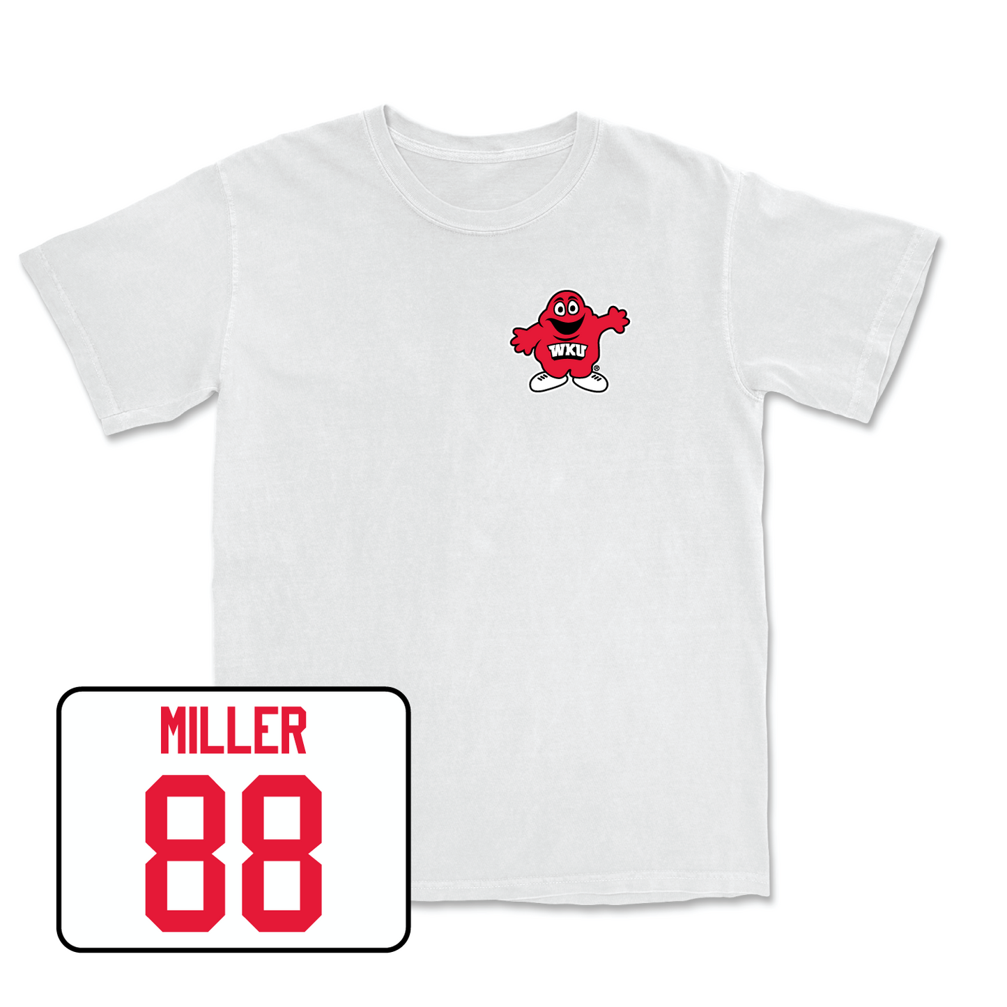 White Football Big Red Comfort Colors Tee Medium / Aiden Miller | #88