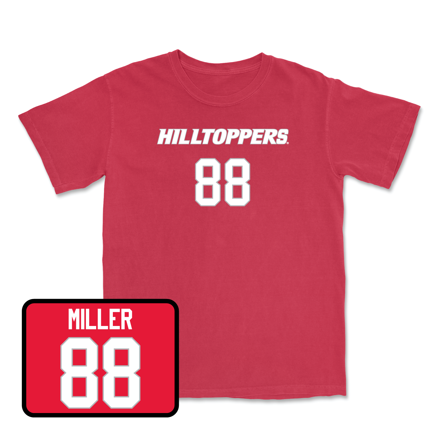 Red Football Hilltoppers Player Tee Medium / Aiden Miller | #88