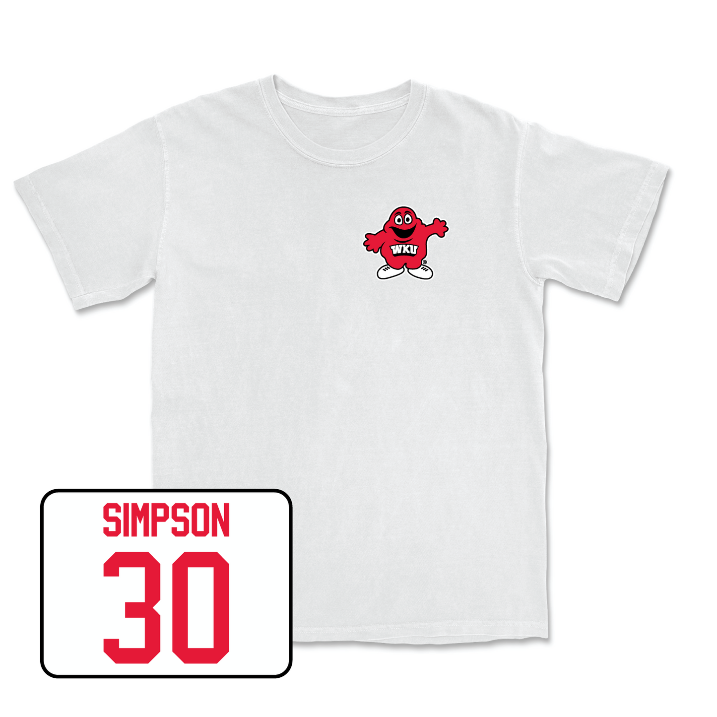 White Women's Soccer Big Red Comfort Colors Tee Youth Small / Amanda Simpson | #30