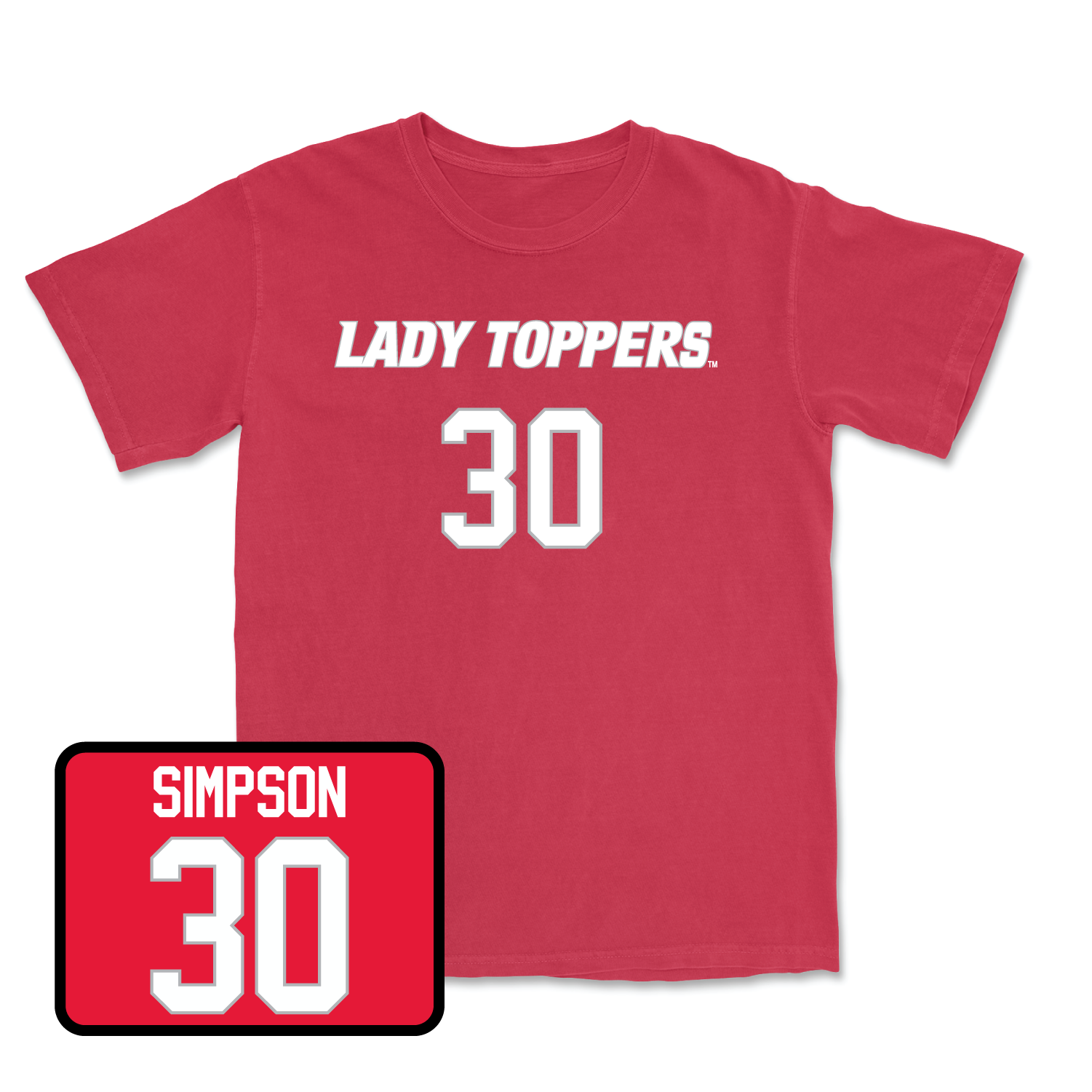Red Women's Soccer Lady Toppers Player Tee Small / Amanda Simpson | #30