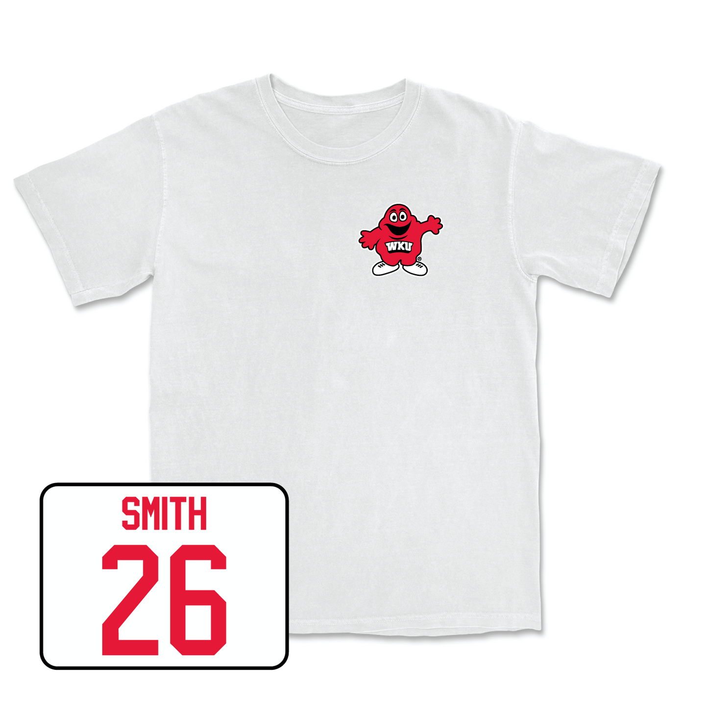 White Football Big Red Comfort Colors Tee Youth Large / Amaari Smith | #26